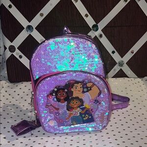 Encantó Purple Sequin Backpack with Cartoon Characters
